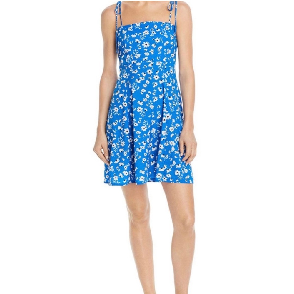 Aqua Blue Floral Mini Dress